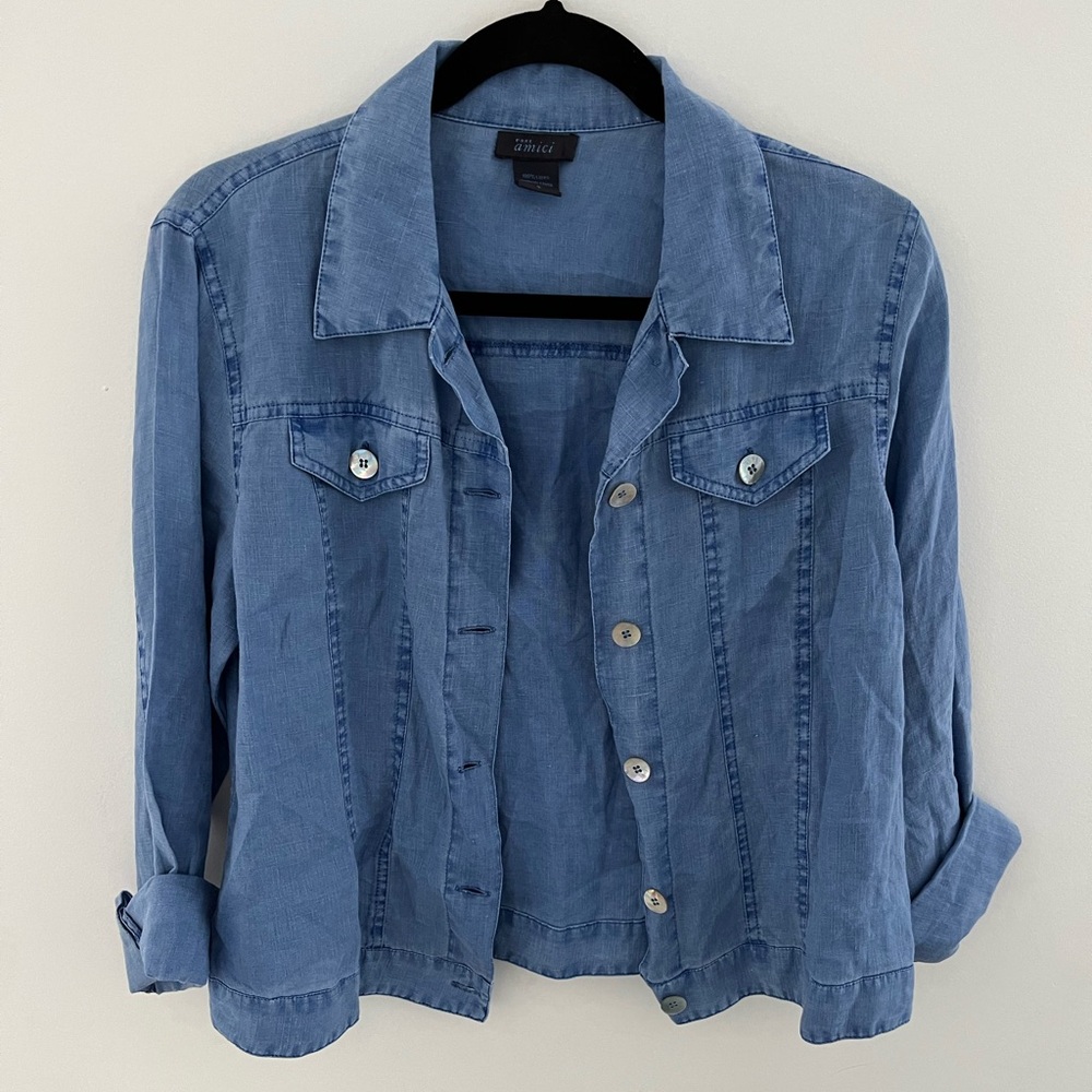 Pure Amici Linen Collared Button Down - image 1